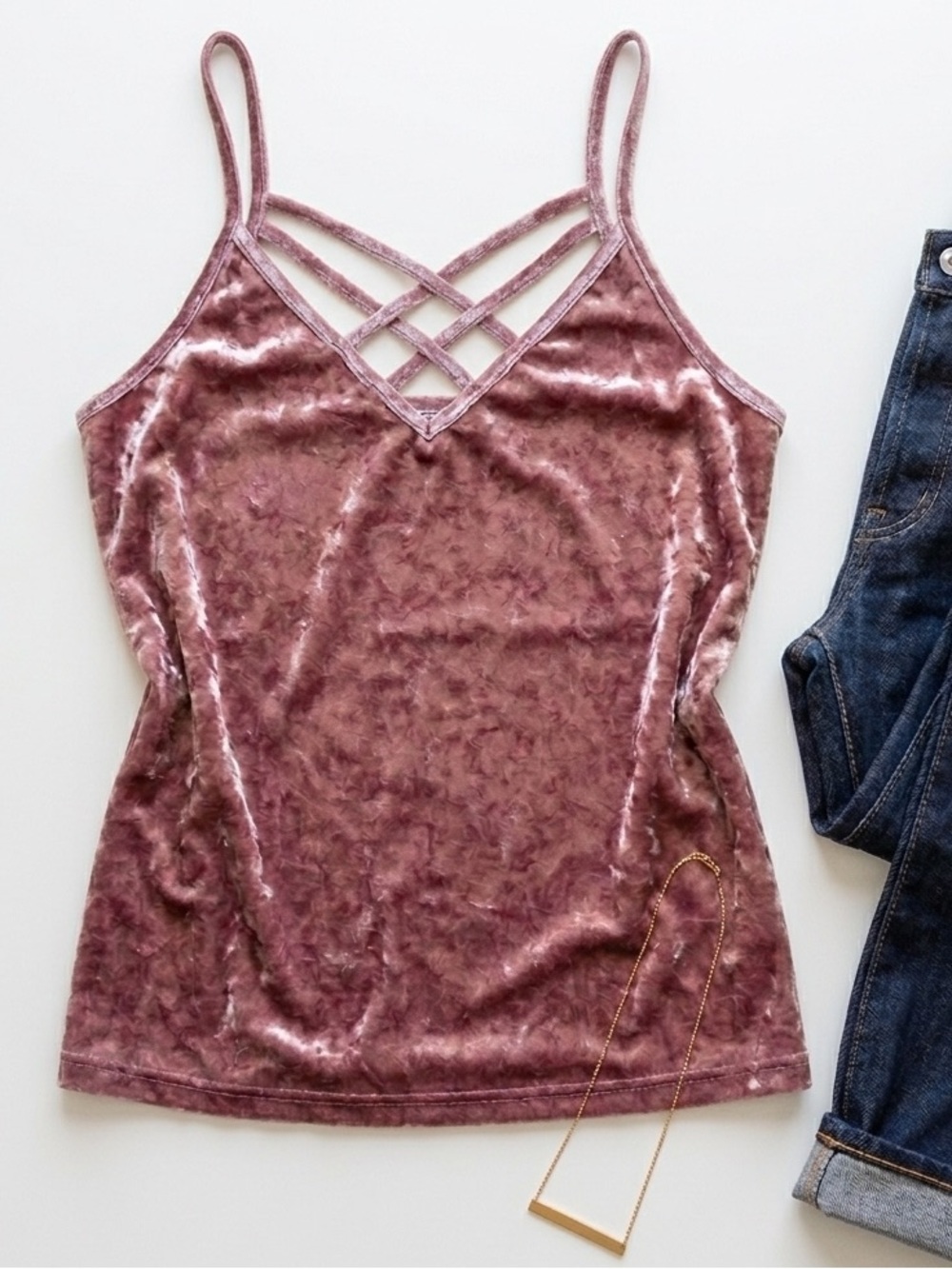 American Eagle Outfitters Purple Crushed Velvet Cami Festival Boho Coquette XL
